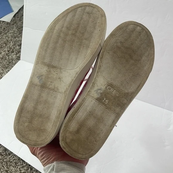 J. Crew Canvas Sneaker Gingham Plaid Pink and White size 7 - Picture 9 of 9